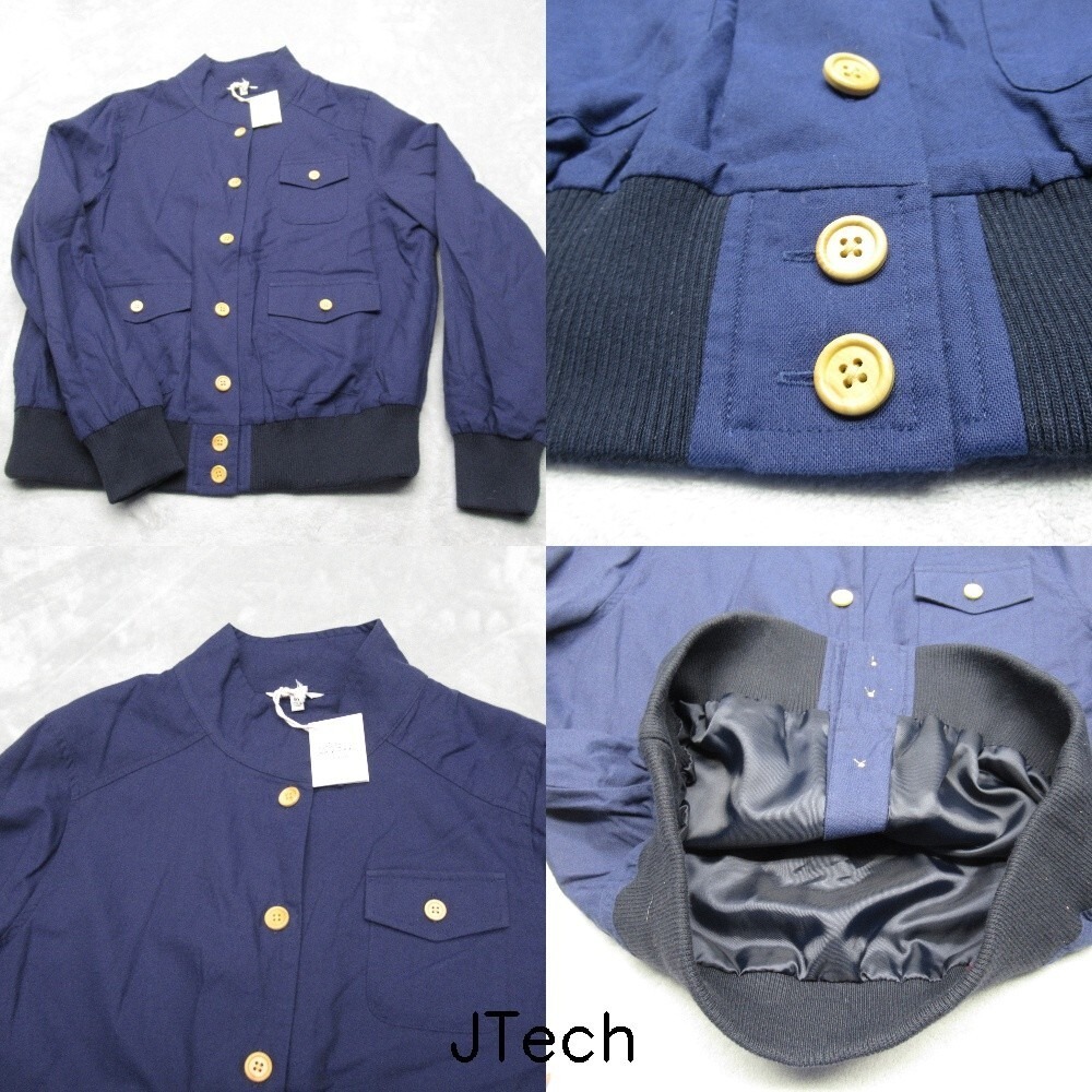 LL Bean Jacket Women 14 Blue Cotton Pockets Insulated Lightweight Bomber NEW